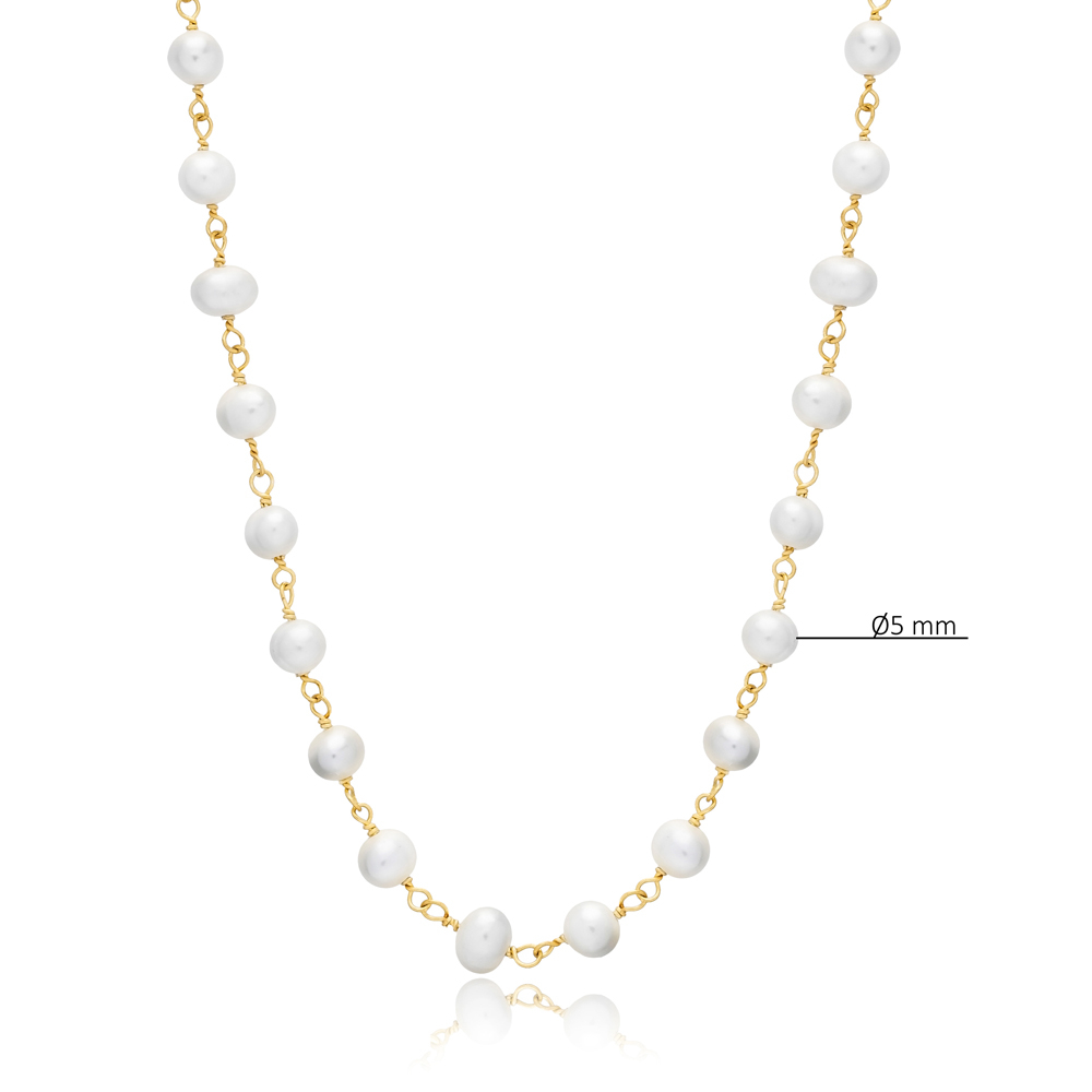 Dainty Pearl Design Chain Wholesale 925 Silver Necklace Jewelry