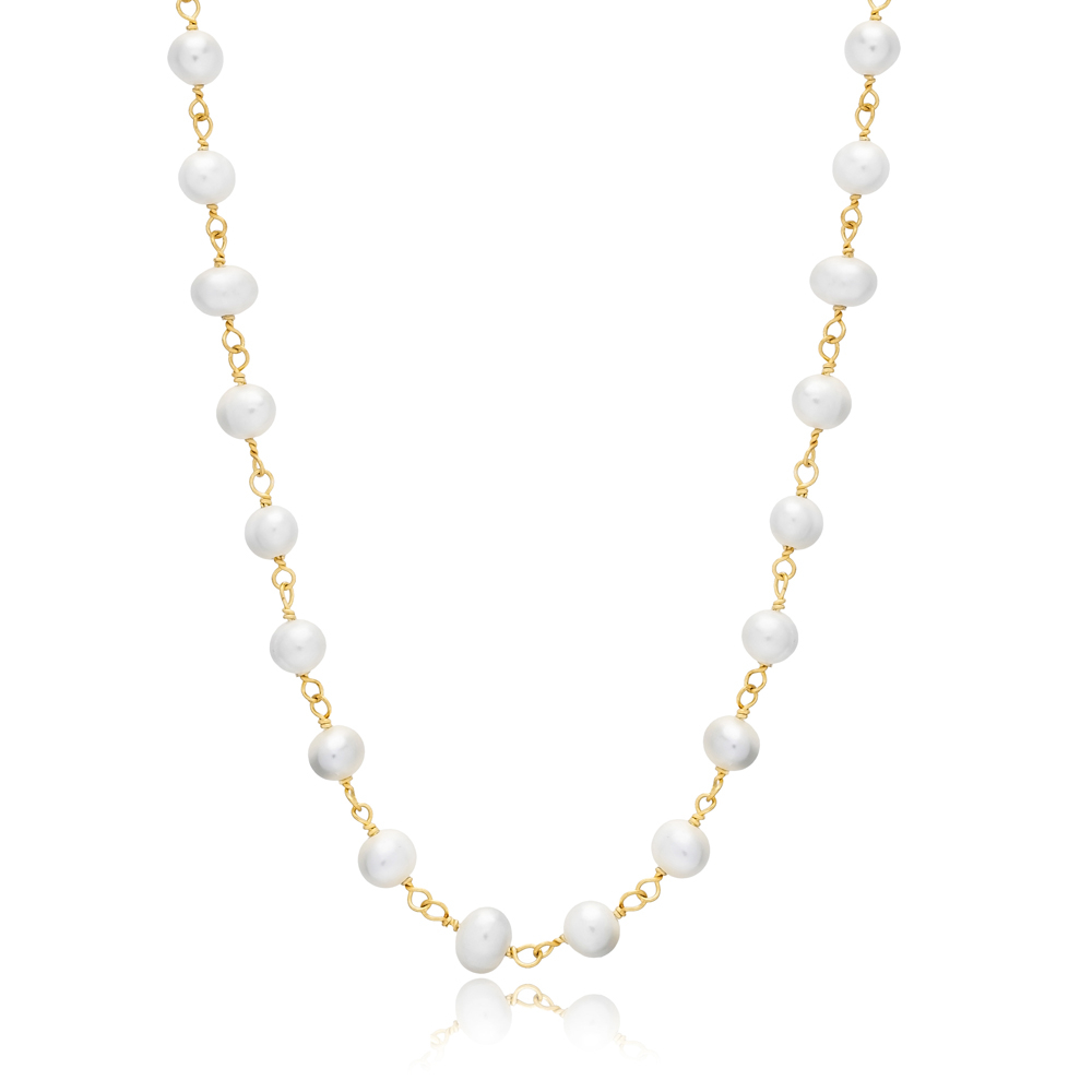 Dainty Pearl Design Chain Wholesale 925 Silver Necklace Jewelry