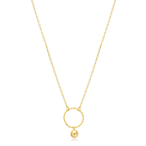 Hollow Round Ball Design Turkish Silver Charm Necklace