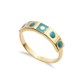 Blue Enamel 925 Silver Band Ring Jewelry