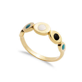 925 Silver Oval Design Enamel Band Ring