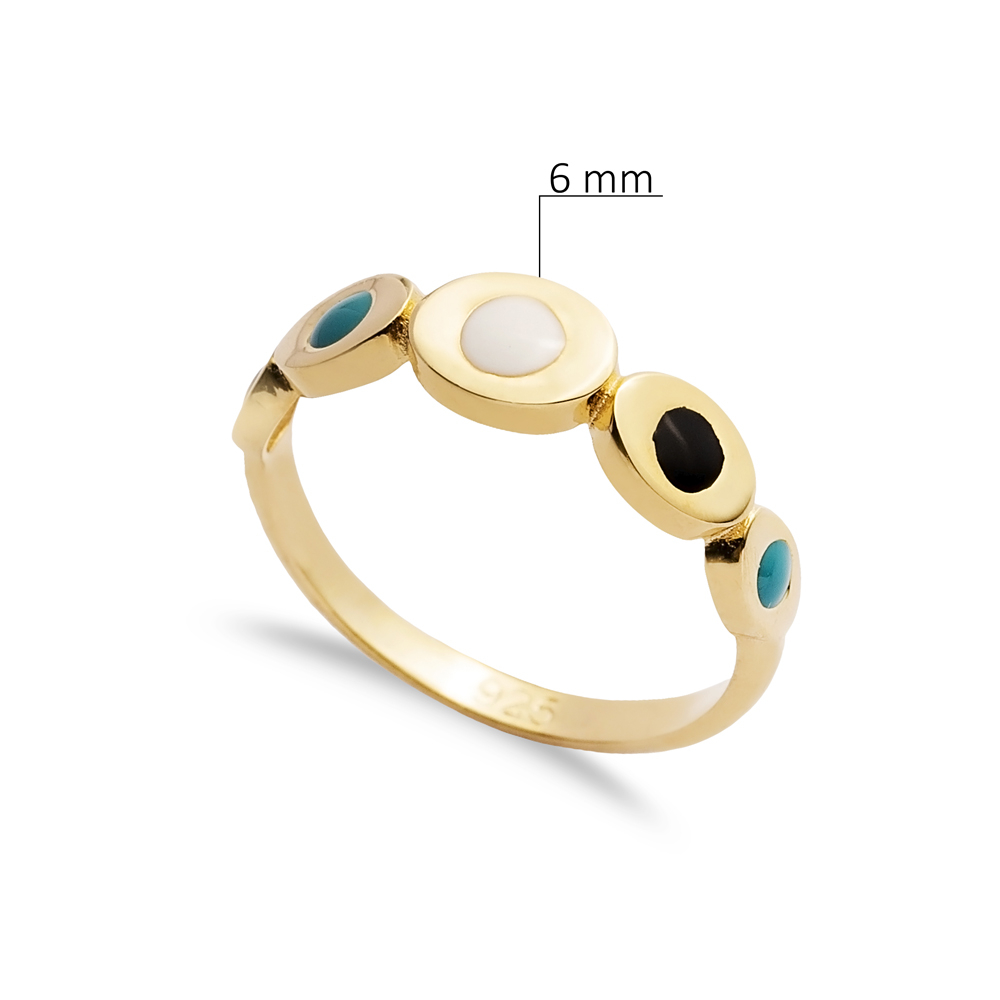 Oval Design Enamel 925 Silver Wholesale Jewelry Band Ring