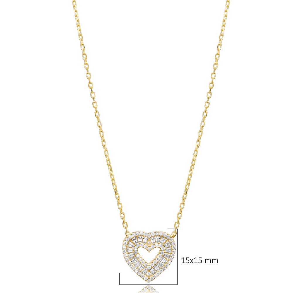 Dainty Heart Design CZ Stone Wholesale Silver Charm Necklace