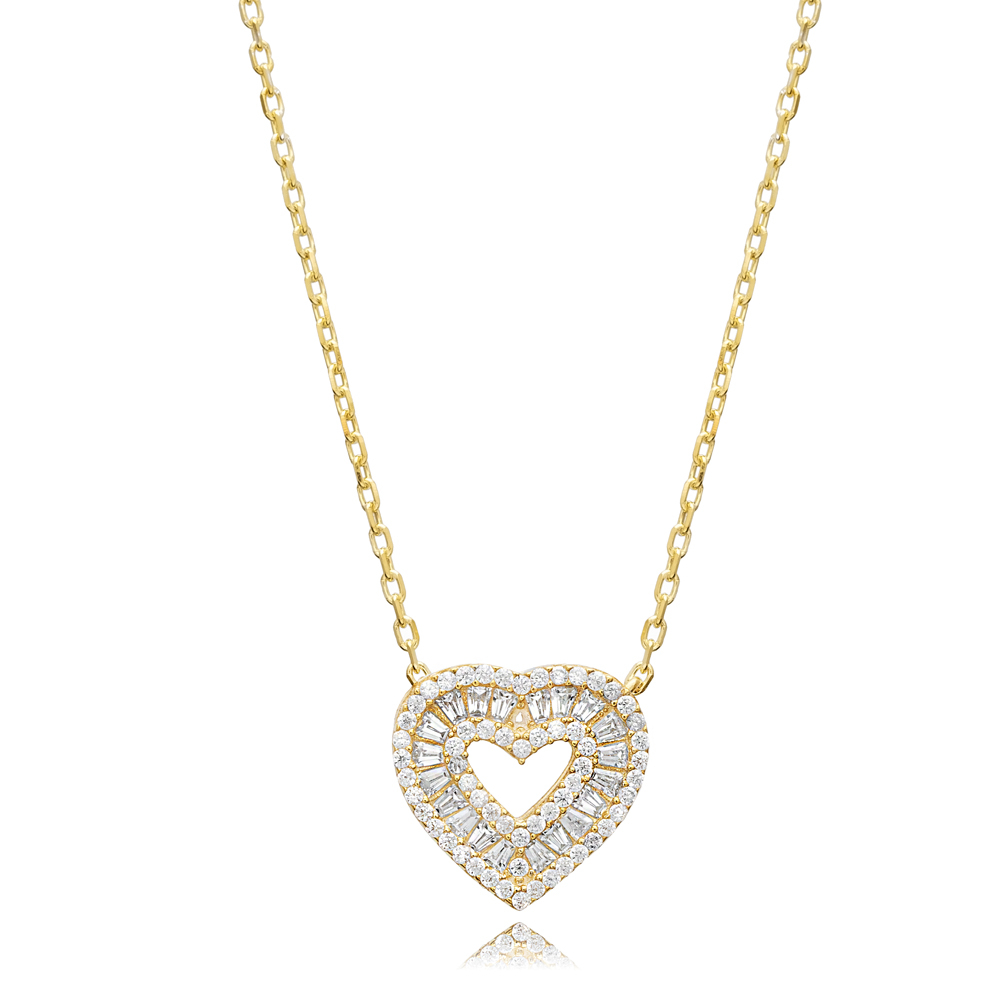 Dainty Heart Design CZ Stone Wholesale Silver Charm Necklace