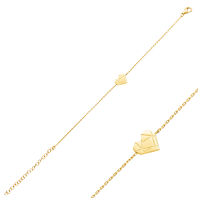Heart Design Plain Origami Jewelry Silver Charm Bracelet