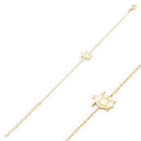 Turtle Design Plain Origami Jewelry Silver Charm Bracelet