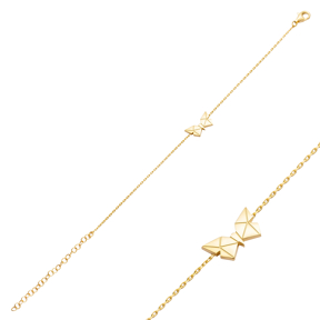 Butterfly Design Origami Plain Jewelry Silver Charm Bracelet