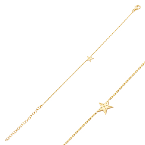 Tiny Star Origami Design Plain Charm Bracelet Silver Jewelry
