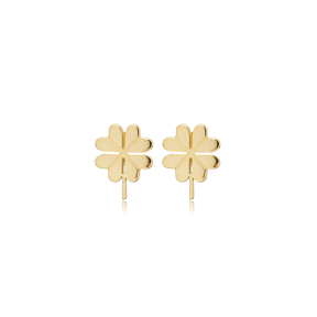 Clover Origami Design Silver Stud Earrings