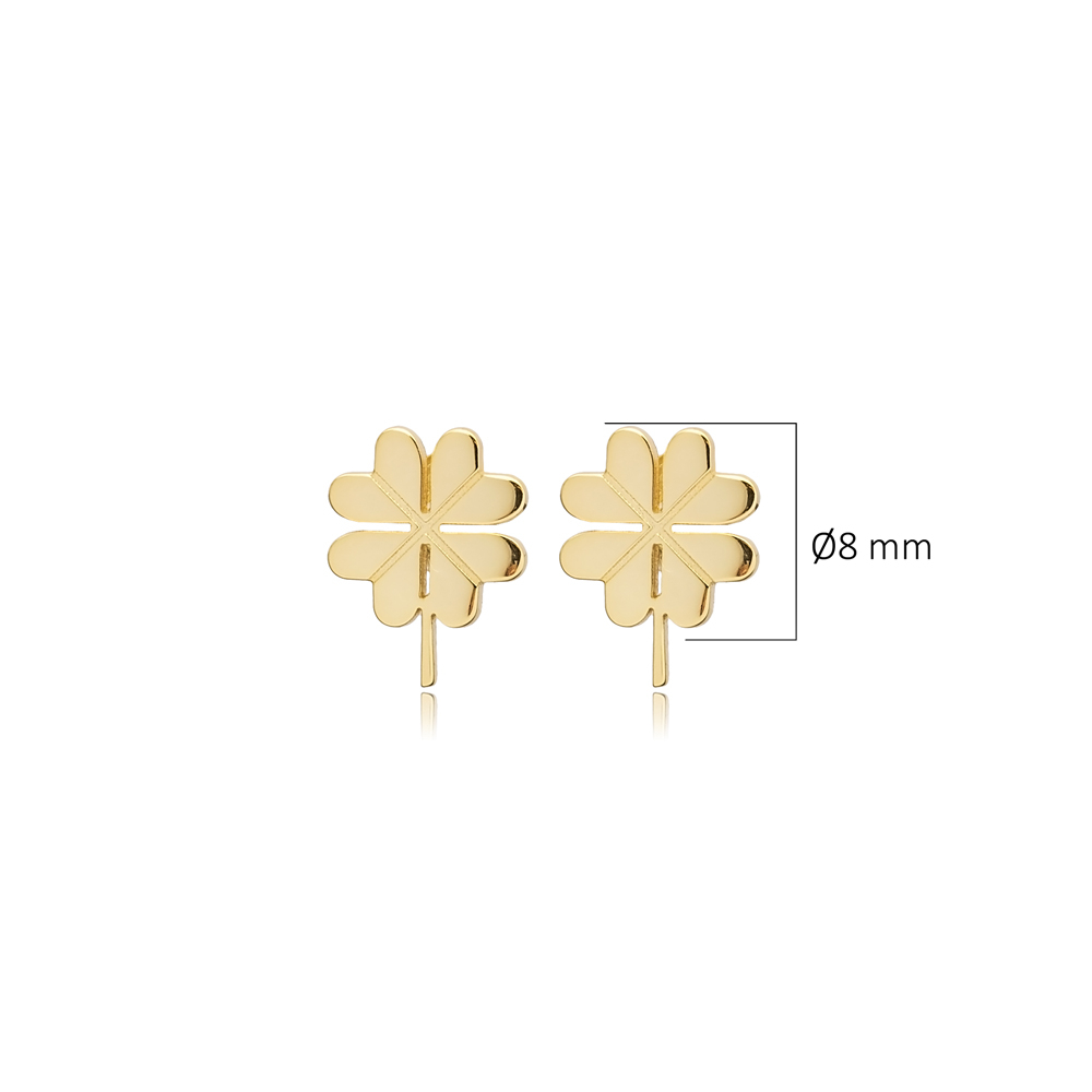 Cute Clover Origami Design Sterling Silver Stud Earrings