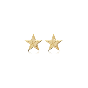 Origamı Star Design Silver Stud Earrings