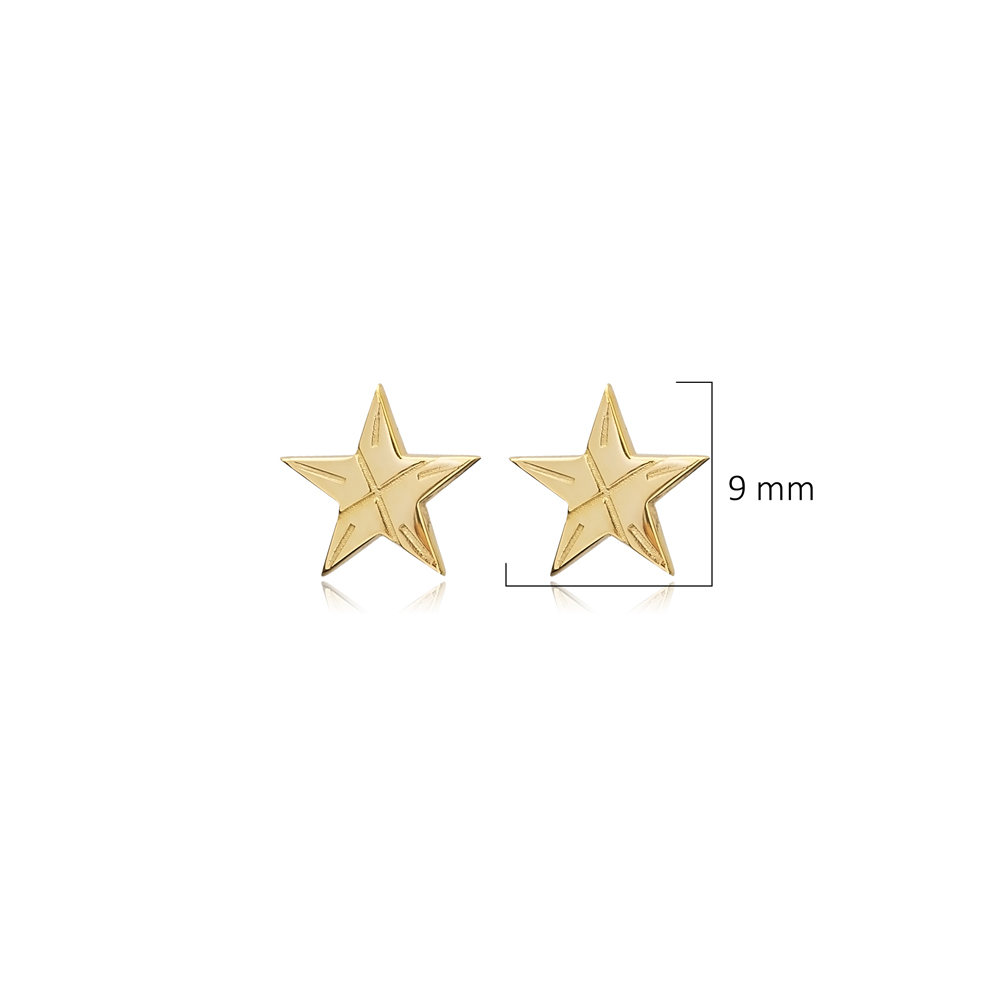 Star Design Silver Stud Earrings Handmade Origami Jewelry