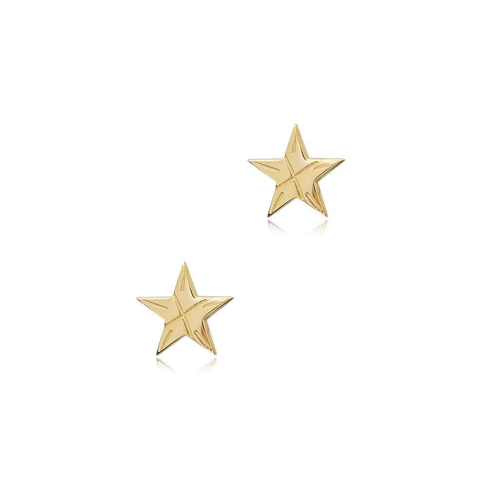 Star Design Silver Stud Earrings Handmade Origami Jewelry