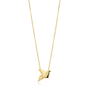 Minimalist Bird Silver Plain Charm Necklace Origami Jewelry