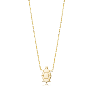 Turtle Design Silver Plain Charm Necklace Origami Jewelry