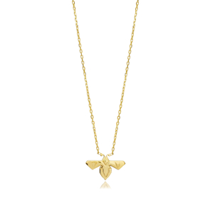 Cute Bee Design Silver Plain Charm Origami Necklace Pendant