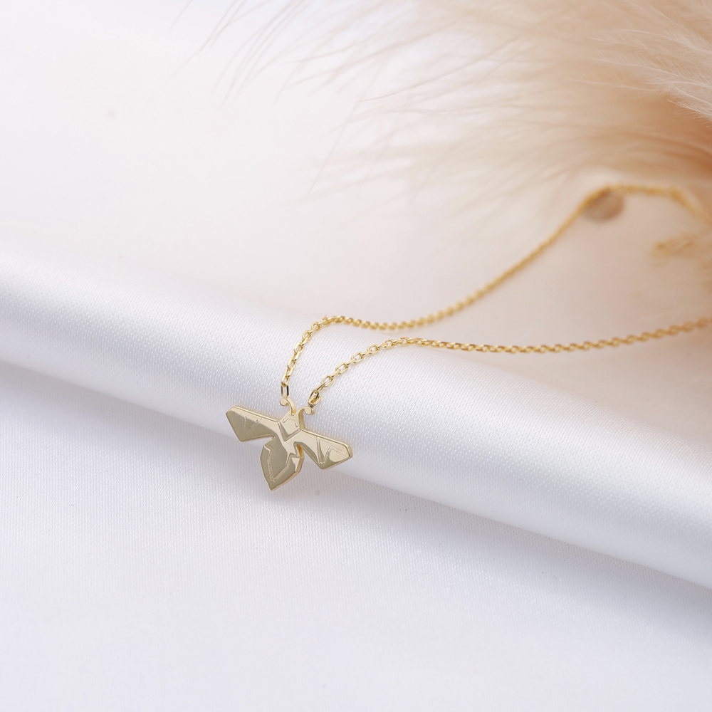 Cute Bee Design Silver Plain Charm Origami Necklace Pendant