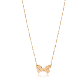 Butterfly Origami Design Plain Silver Charm Necklace Pendant