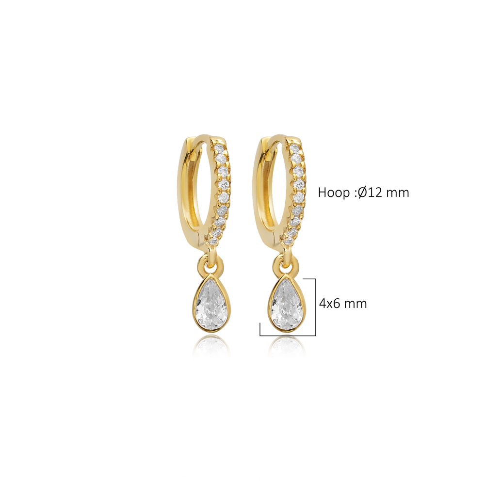 Teardrop Design Clear CZ Stone 925 Silver Dangle Earrings