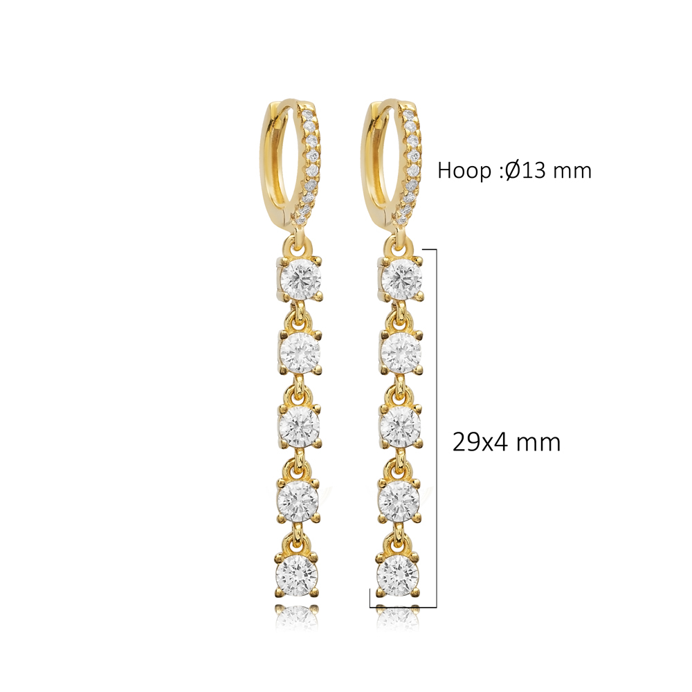 Elegant Clear Shiny CZ Stone Sterling Silver Dangle Earrings