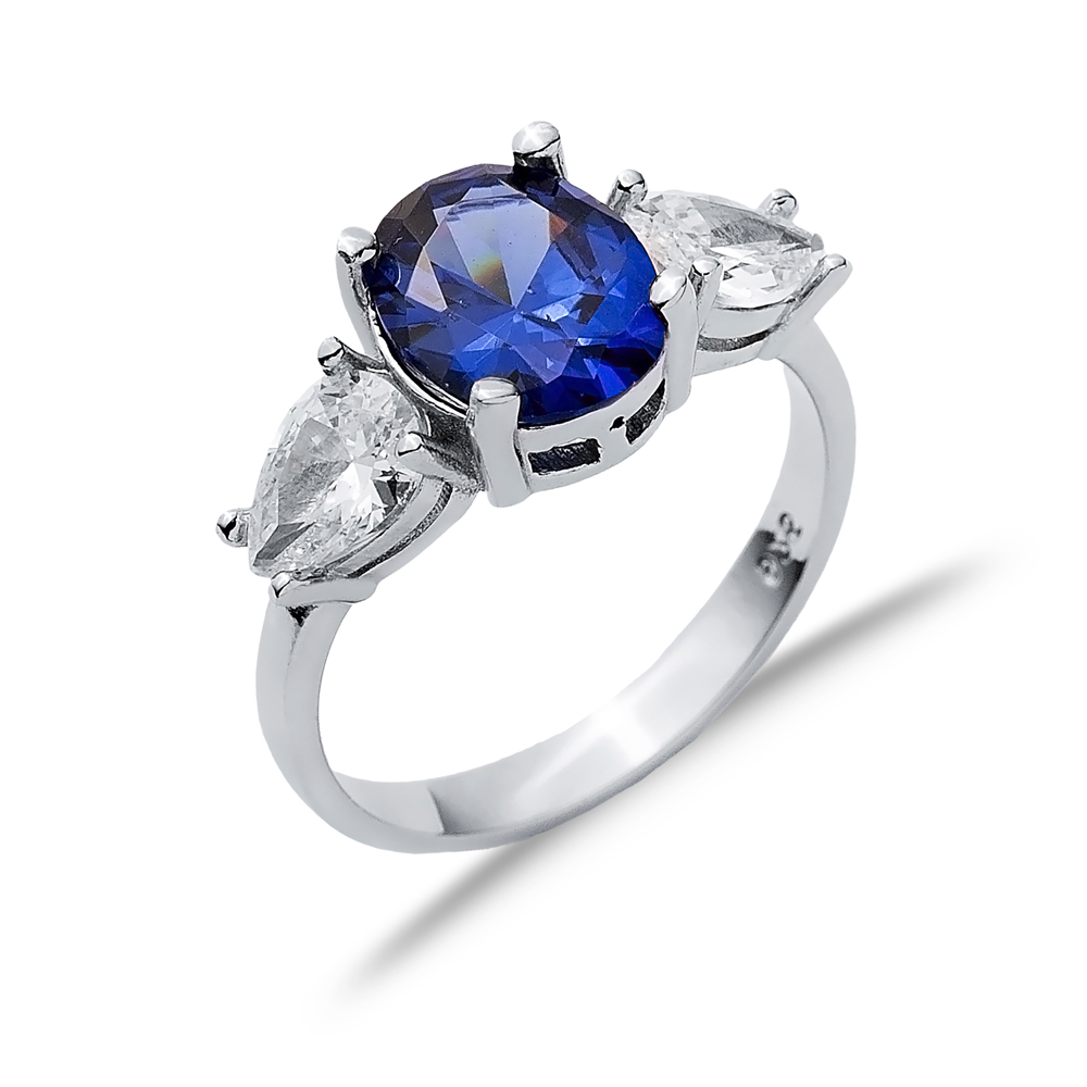 Oval Tanzanite Pear CZ Stone Ring Wholesale 925 Silver Jewelry