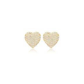 Clear Zircon Stone Heart 925 Stud Earrings