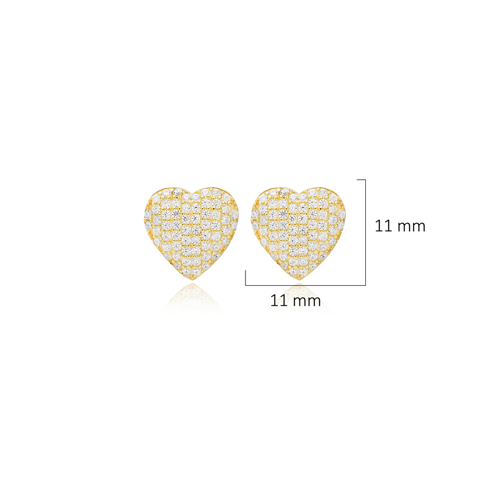 Clear Zircon Stone Heart 925 Stud Earrings