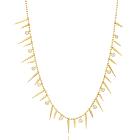 Spike Shape CZ Stone Silver Shaker Necklace Wholesale Jewelry