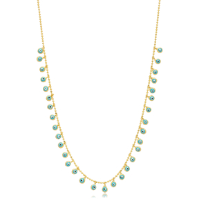 Turquoise Evil Eye Shaker Necklace 925 Sterling Silver Jewelry
