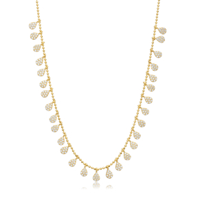 Pear Clear Zircon Stone Turkish 925 Silver Shaker Necklace