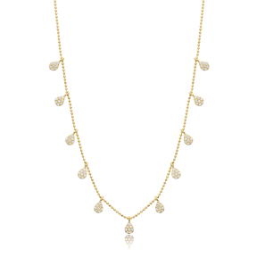 Pear Clear Zircon Stone Wholesale 925 Silver Shaker Necklace