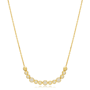 Dainty Round CZ Stone Turkish 925 Silver Charm Necklace