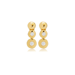 CZ Round Design 925 Silver Stud Earrings