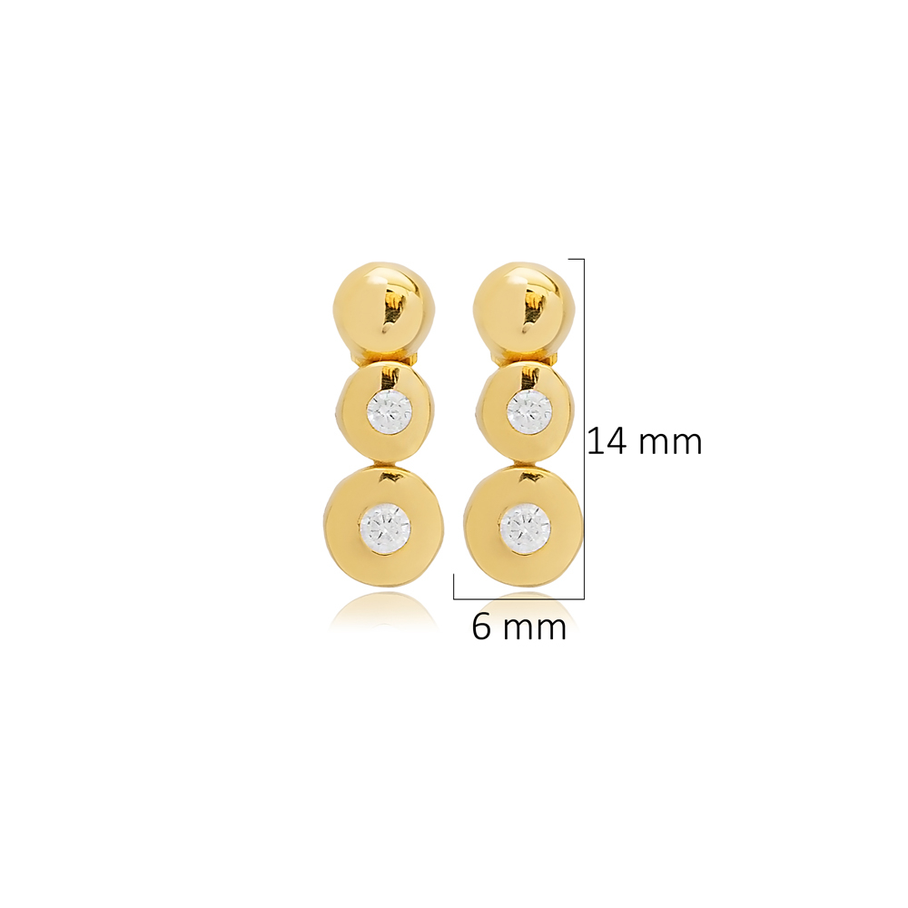 Round Design CZ Wholesale Turkish Silver Stud Earrings