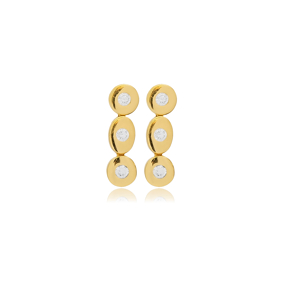 Round Oval Minimalist CZ Stud Earrings