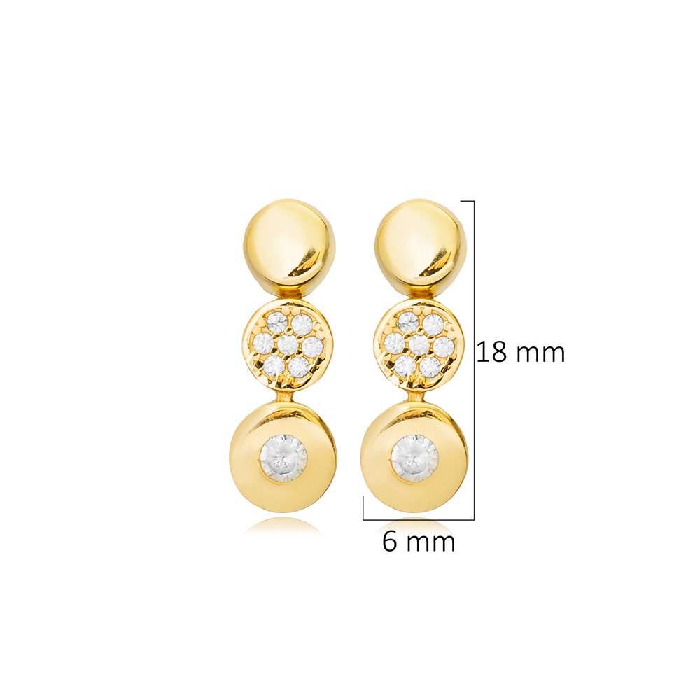 Tiny Round Design Turkish CZ Wholesale Silver Stud Earrings