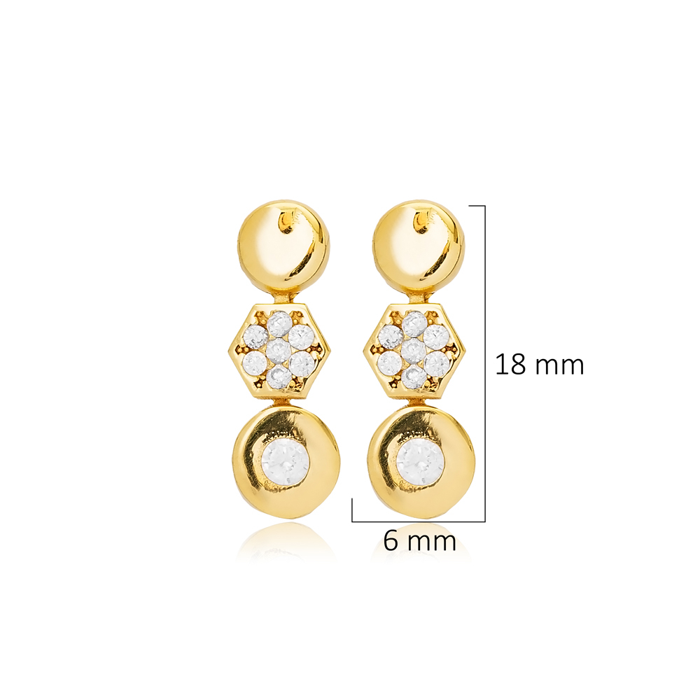 Minimalist Geometric Shape CZ Wholesale Silver Stud Earrings