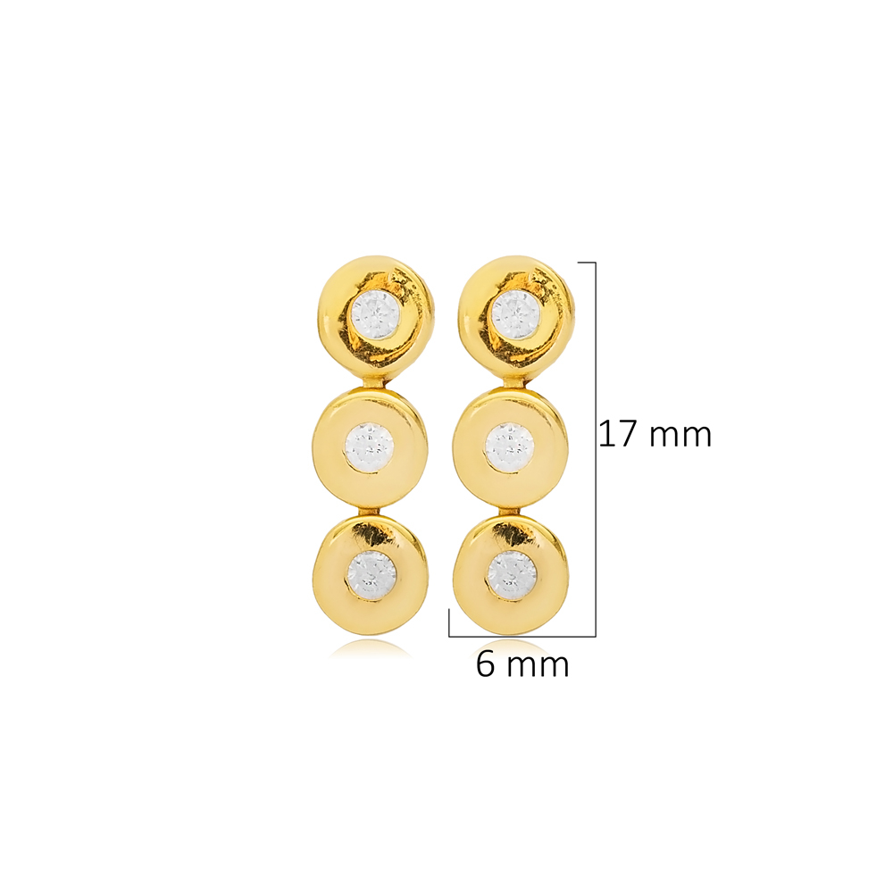 Round Shape CZ Wholesale Turkish Silver Jewelry Stud Earrings