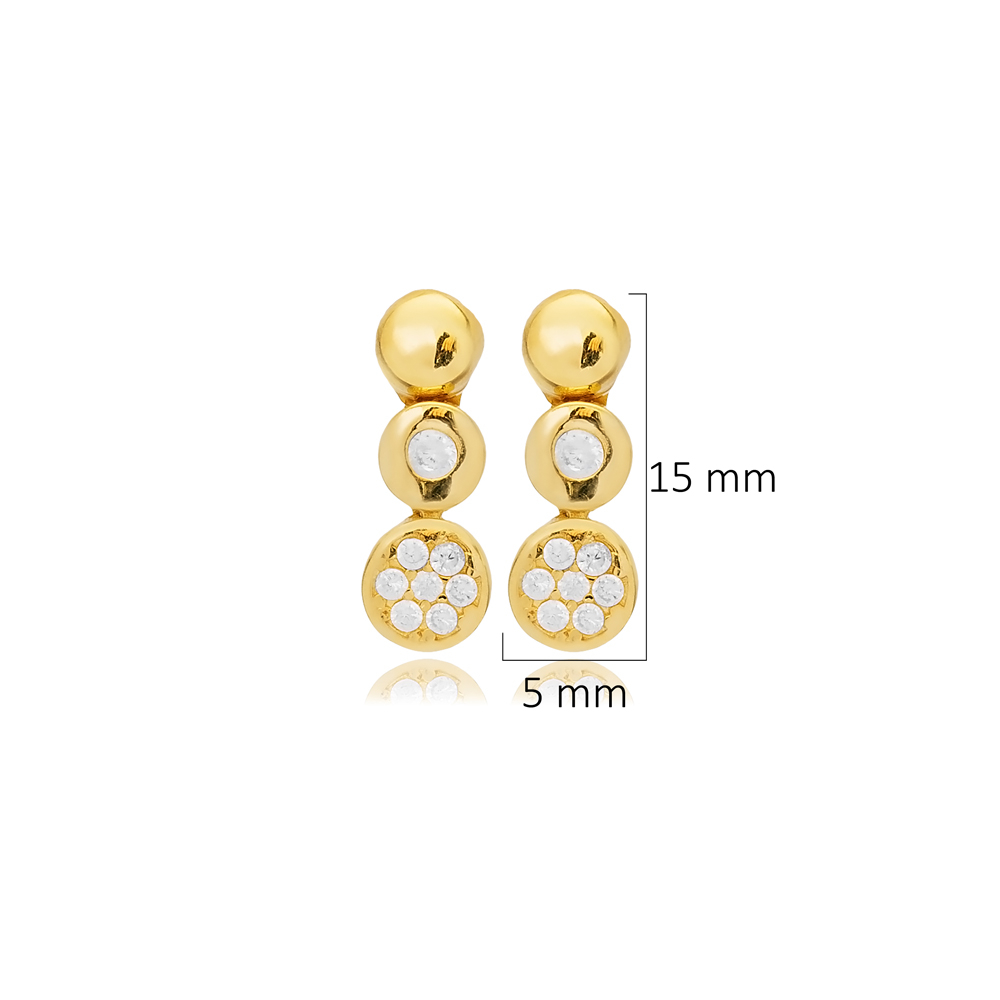 Minimalist Round Design CZ Stud Earrings