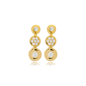 Cz Stone Round Design 925 Stud Earrings