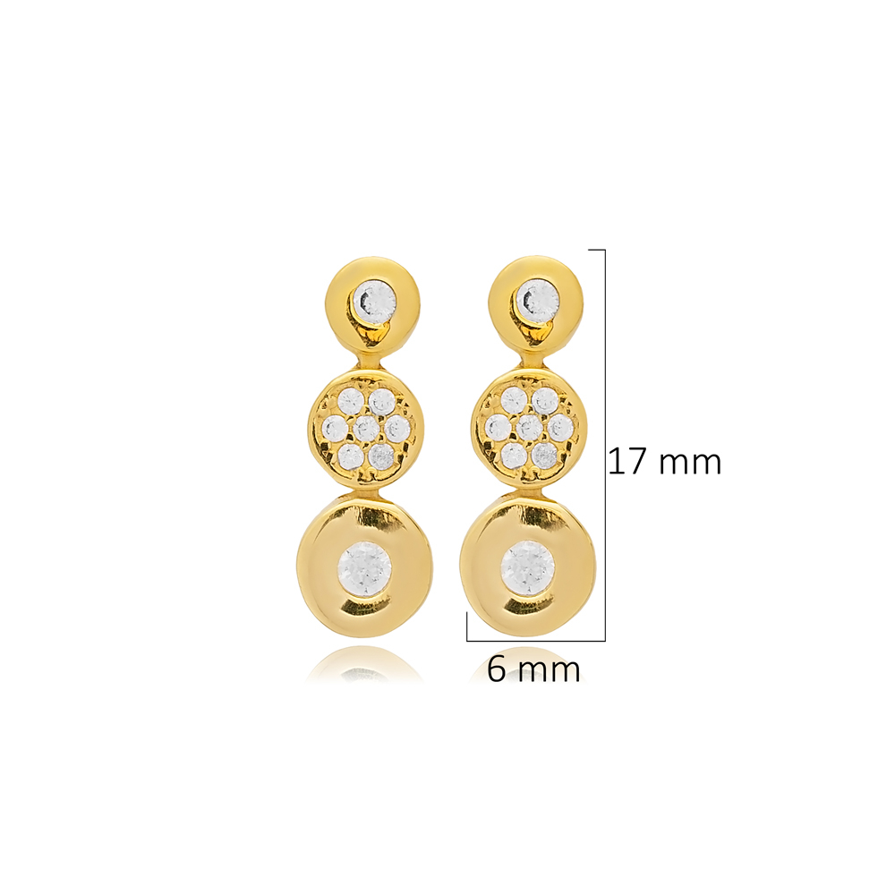 Cz Stone Round Design 925 Stud Earrings