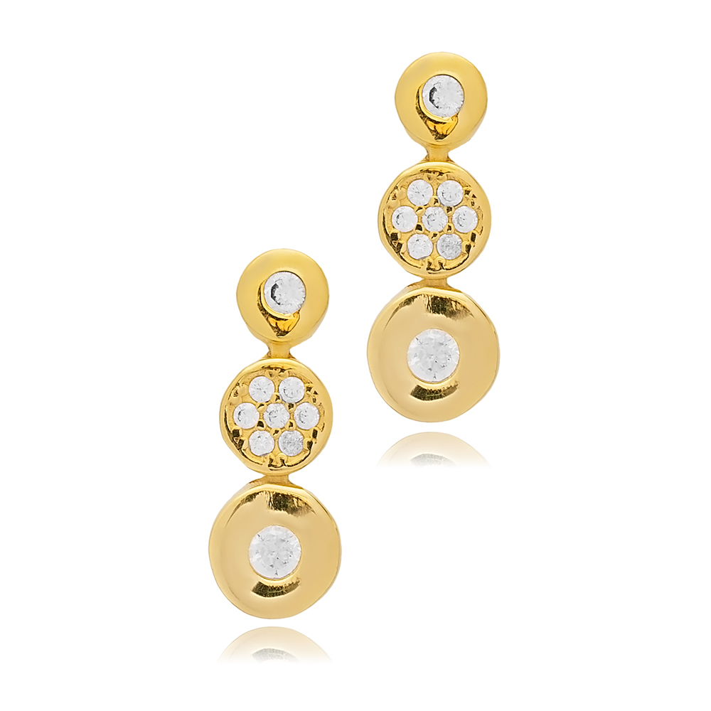 Cz Stone Round Design 925 Stud Earrings