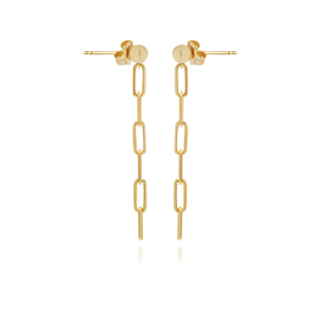 Chain Design 925 Silver Long Earrings