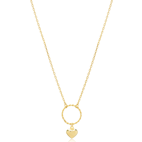 Heart Design Hollow Round 925 Sterling Silver Charm Necklace