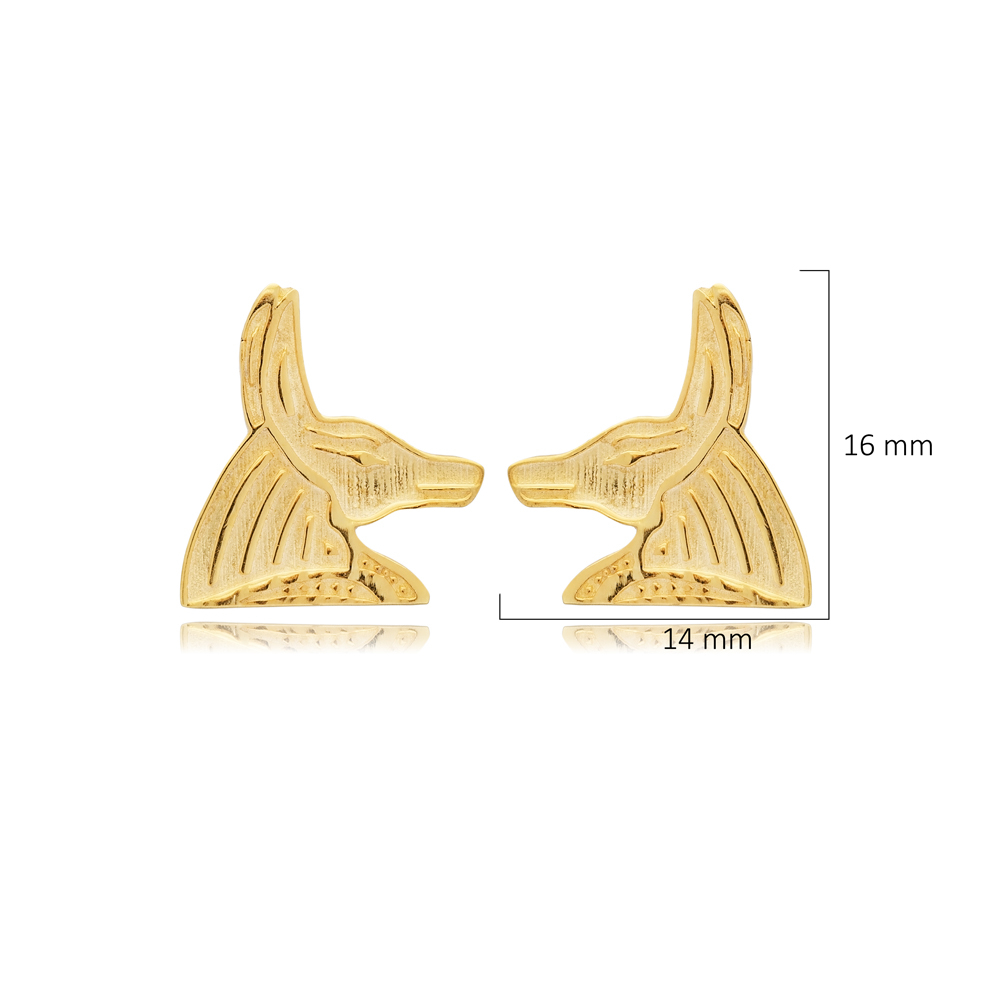 Anubis Symbol 925 Silver Stud Earrings