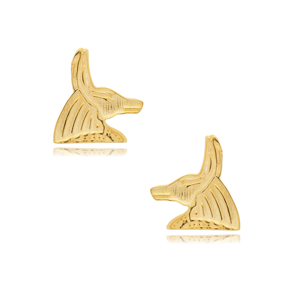 Anubis Symbol 925 Silver Stud Earrings