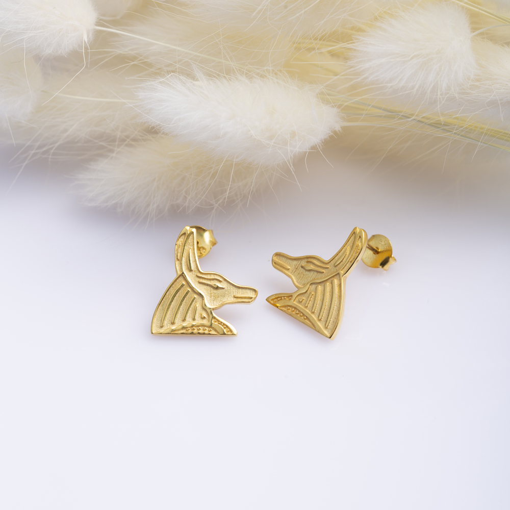 Anubis Symbol 925 Silver Stud Earrings