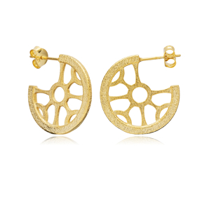 Round Design Pattern 925 Stud Earrings