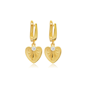 Heart Design Silver Dangle Latch Back Earrings Jewelry
