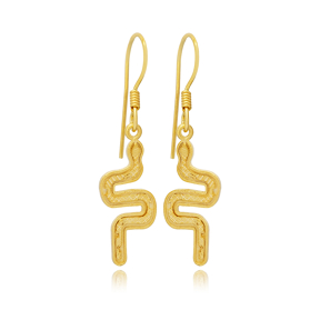 Snake Design Silver Hook Earrings Handmade Turkish Jewelry